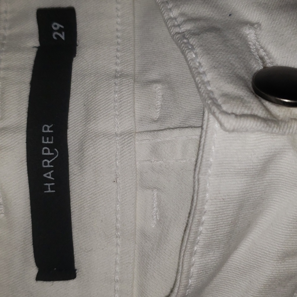 Harper stretch white straight leg denim trousures - Picture 6 of 9
